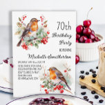 Vintage Birds Robin Redbreast 70th Birthday Invitation<br><div class="desc">70th birthday party invitation with paintings of pretty little Robins sitting in the branches of a tree with red berries and green leaves. Contact me for assistance with your customizations or to request additional matching or coordinating Zazzle products for your celebration.</div>