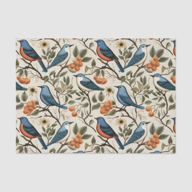 Vintage Birds Seamless Pattern  Tissue Paper (Front)