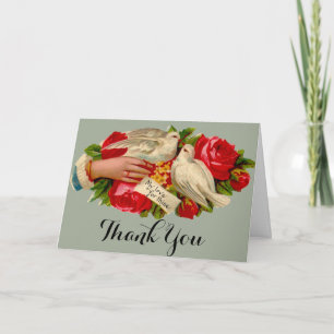 Vintage Birds Victorian Love Dove Classic Art Thank You Card
