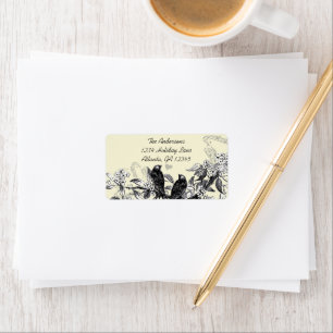 Vintage Birds White Flower Branch Shipping Label