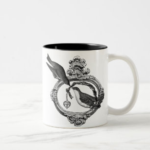 Vintage Birds With Heart Locket Apparel and Gifts Two-Tone Coffee Mug