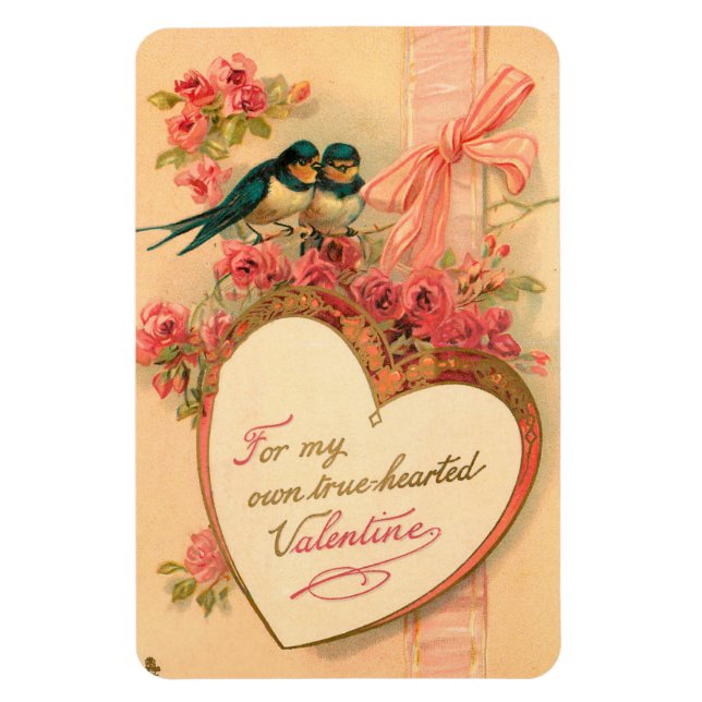 Vintage Birds With Heart Magnet (Vertical)