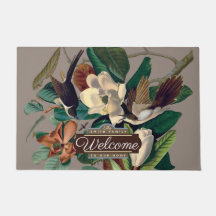 Vintage Birds with Magnolia Customizable Door Mat