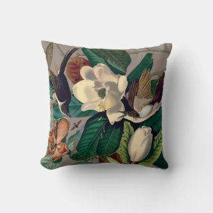 Vintage Birds with Magnolia Throw Pillow