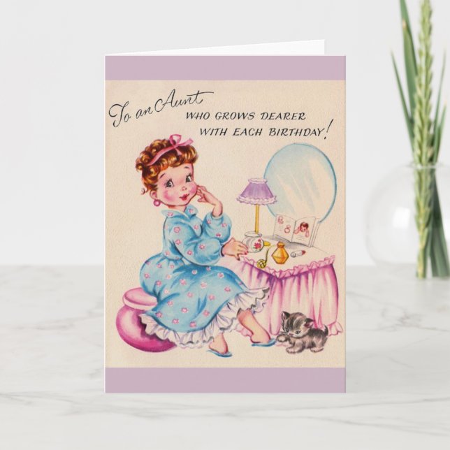 Vintage Birthday Card for Dear Aunt (Front)
