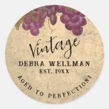 Vintage Birthday Custom Watercolor Grape Cluster 