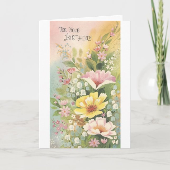 Vintage Birthday Flowers Card (Front)