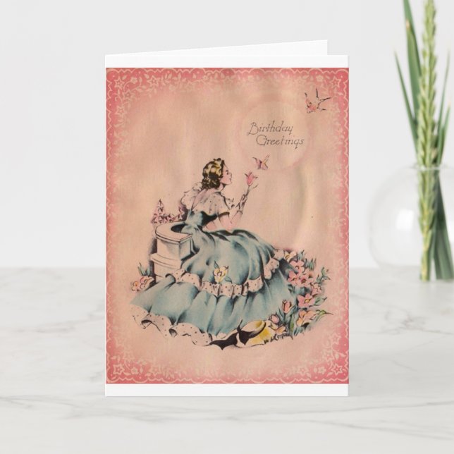 Vintage Birthday Greetings Birthday Card (Front)