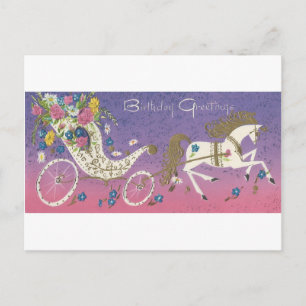 Vintage Birthday Greetings Carriage Postcard