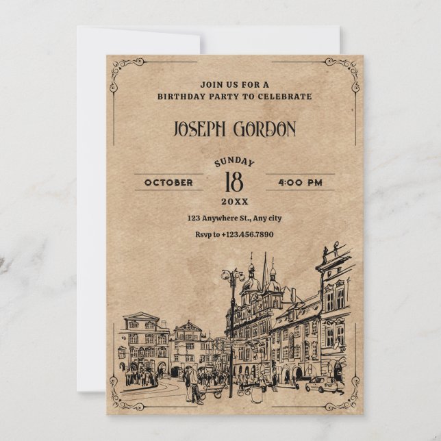 Vintage birthday invitation (Front)