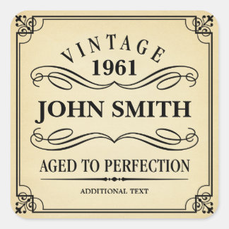 Vintage Birthday Party Favour Square Sticker