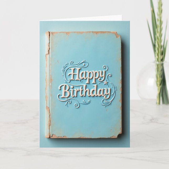 Vintage Birthday Plaque Card (Front)