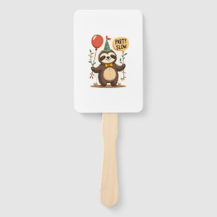 Vintage Birthday Sloth Retro Party Animal Design 2 Hand Fan