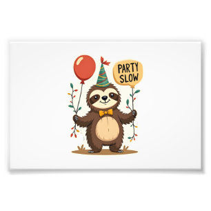 Vintage Birthday Sloth Retro Party Animal Design 2 Photo Print