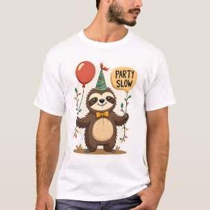 Vintage Birthday Sloth Retro Party Animal Design 2 T-Shirt