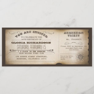 vintage birthday ticket typography design invitation