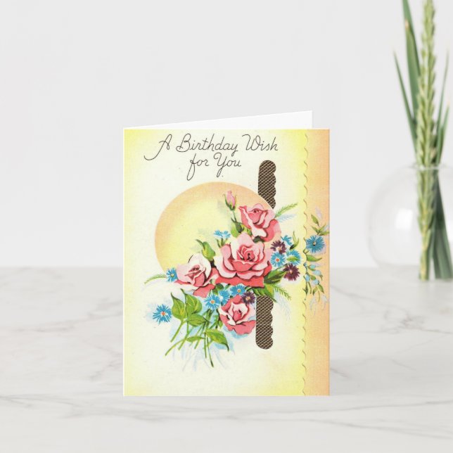 Vintage Birthday Wish Card (Front)