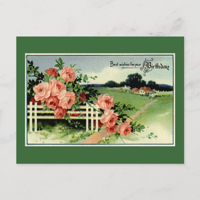 "Vintage Birthday Wishes" Postcard (Front)