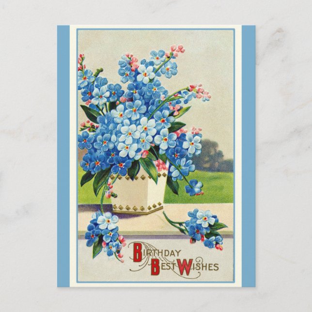 Vintage Birthday Wishes Retro Floral Postcard (Front)