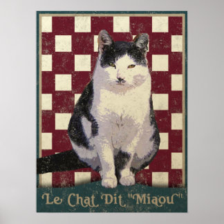 Vintage Bistro Cat Poster
