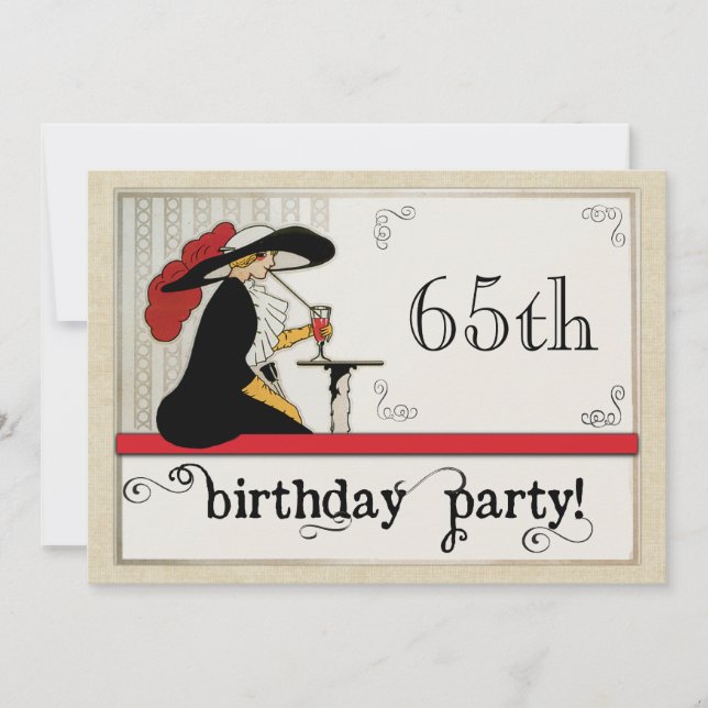 Vintage Bistro Custom Womans Birthday Personalized Invitation (Front)