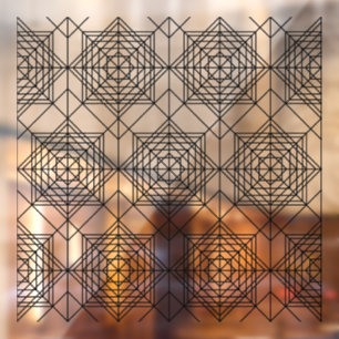 Vintage Black Abstract Linear Pattern Window Cling