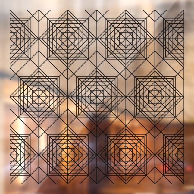 Vintage Black Abstract Linear Pattern Window Cling (Sheet 2)