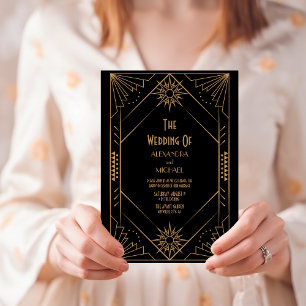 Vintage Black and Gold Art Deco Wedding Invitation