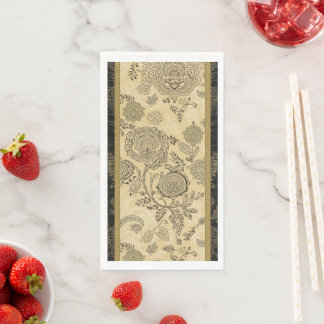 Vintage Black and Gold Damask Wedding Napkin