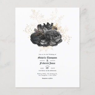 Vintage Black and Gold Floral Wedding Invitation  Flyer