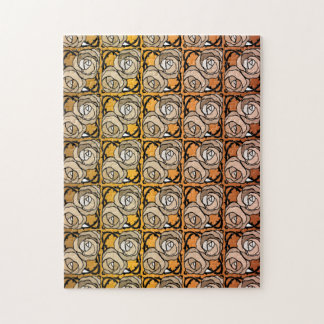 Vintage black and gold Roses floral pattern Jigsaw Puzzle