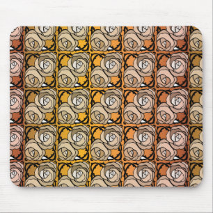 Vintage black and gold Roses floral pattern Mouse Pad