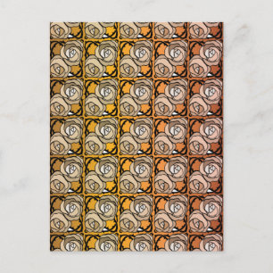 Vintage black and gold Roses floral pattern Postcard