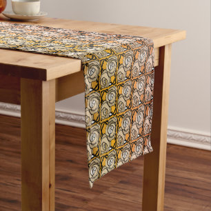 Vintage black and gold Roses floral pattern Short Table Runner