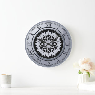 Vintage Black and Grey Round Large Clock