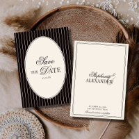 Vintage Black and Ivory Stripes Old Money Wedding