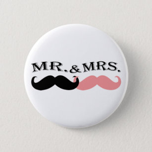 Vintage Black and Pink Moustache 2 Inch Round Button