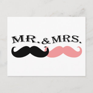 Vintage Black and Pink Moustache Postcard