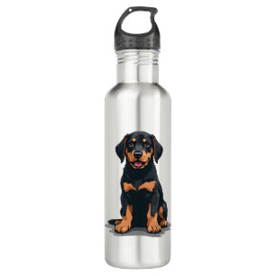 Vintage Black and Tan Dog Back View Illustration P 710 Ml Water Bottle