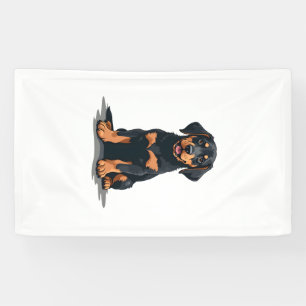 Vintage Black and Tan Dog Back View Illustration P Banner