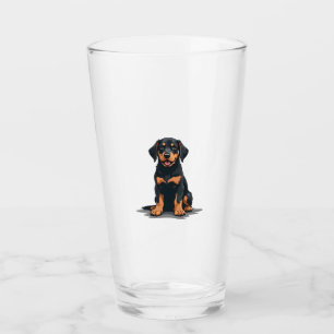 Vintage Black and Tan Dog Back View Illustration P Glass