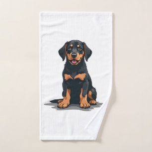 Vintage Black and Tan Dog Back View Illustration P Hand Towel