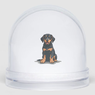 Vintage Black and Tan Dog Back View Illustration P Snowglobe