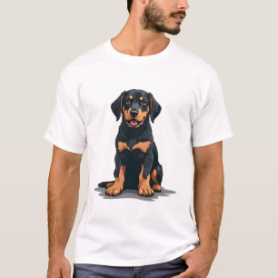 Vintage Black and Tan Dog Back View Illustration P T-Shirt