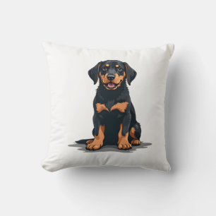 Vintage Black and Tan Dog Back View Illustration P Throw Pillow