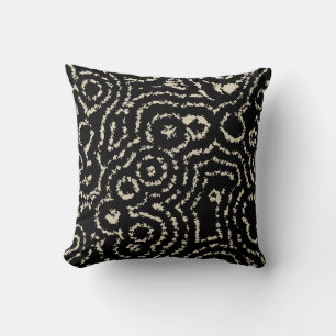 Vintage Black and Taupe Circles Throw Pillow