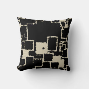 Vintage Black and Taupe Squares Throw Pillow