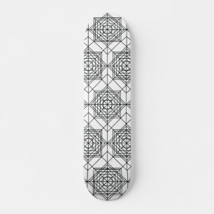 Vintage Black and White Abstract Linear Pattern Skateboard