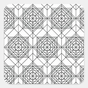Vintage Black and White Abstract Linear Pattern Square Sticker