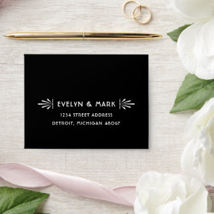 Vintage Black and White Art Deco Wedding RSVP Envelopes